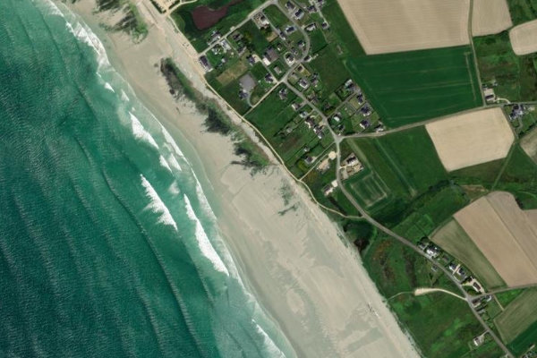 Plage de Penhors çevresinin uydu görüntüsü