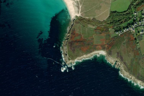 Pointe Penn-an-Enez çevresinin uydu görüntüsü