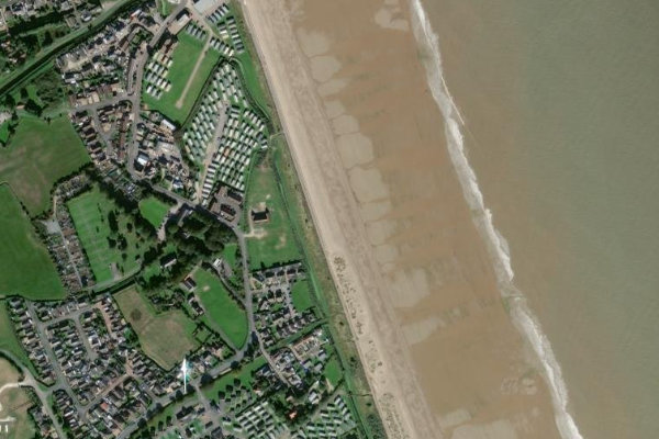 Trusthorpe Beach çevresinin uydu görüntüsü