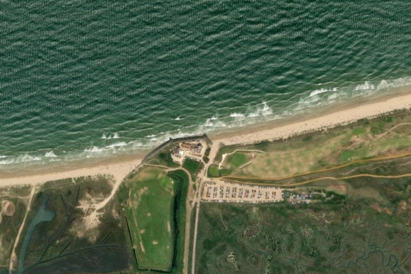 Brancaster Beach çevresinin uydu görüntüsü