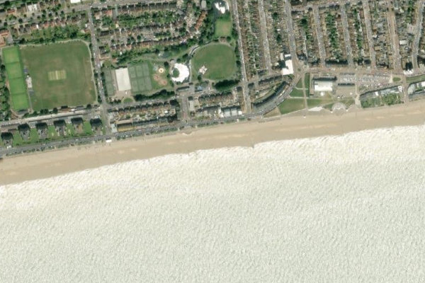 Bexhill Beach çevresinin uydu görüntüsü