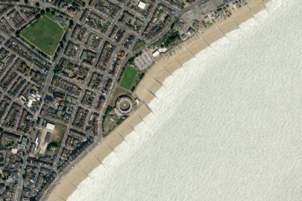 Eastbourne Beach çevresinin uydu görüntüsü