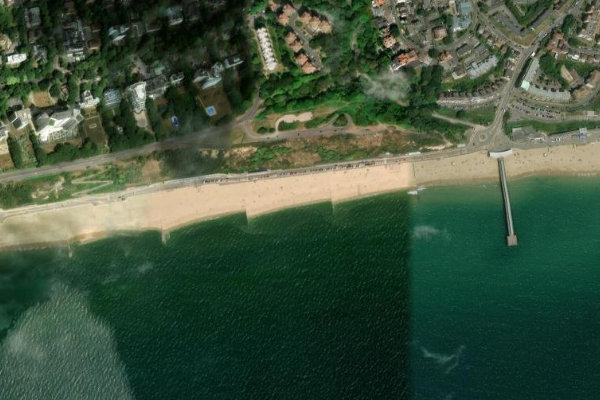 Boscombe Pier West çevresinin uydu görüntüsü