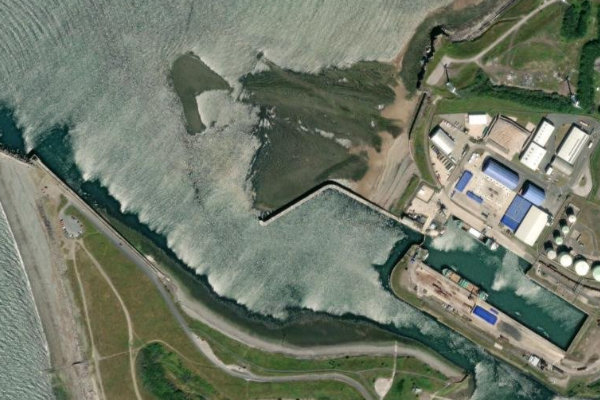 Workington Pier çevresinin uydu görüntüsü