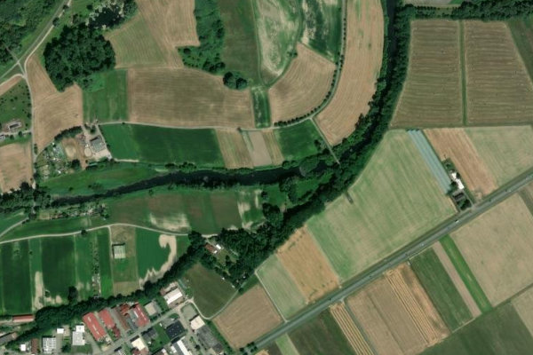 Altrhein Hügelsheim çevresinin uydu görüntüsü