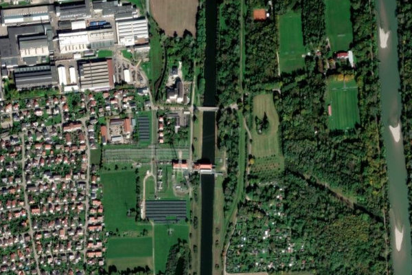 Lechkanal (Meitingen) çevresinin uydu görüntüsü