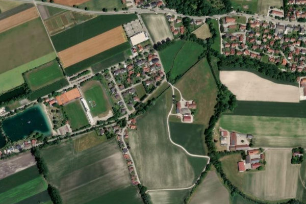 Moosinninger Baggersee çevresinin uydu görüntüsü
