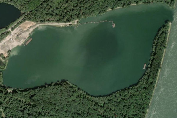 Baggersee Bannweide çevresinin uydu görüntüsü