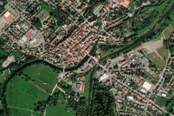 Donau (Riedlingen) çevresinin uydu görüntüsü