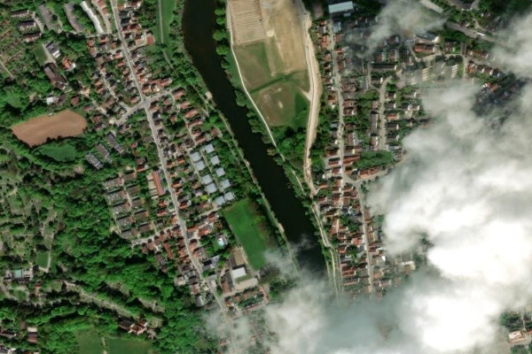 Regen (Regensburg) çevresinin uydu görüntüsü