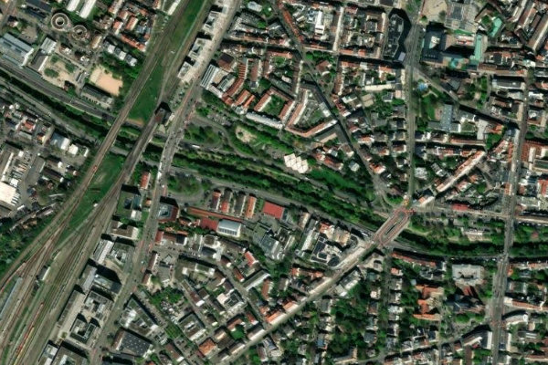 Dreisam (Freiburg) çevresinin uydu görüntüsü