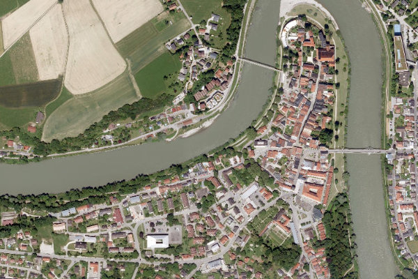 Salzach (Laufen) çevresinin uydu görüntüsü