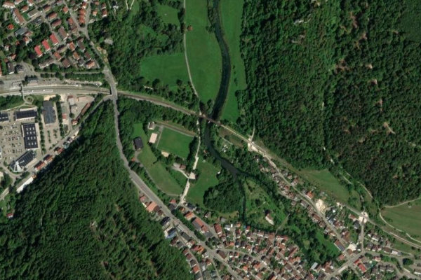 Blau (Blaubeuren) çevresinin uydu görüntüsü