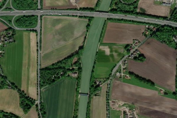 Mittellandkanal (Hörstel) çevresinin uydu görüntüsü