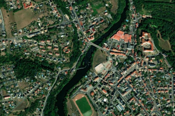 Zwickauer Mulde (Colditz) çevresinin uydu görüntüsü