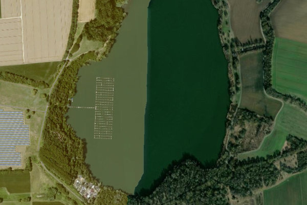Tagebausee Wölfersheim çevresinin uydu görüntüsü