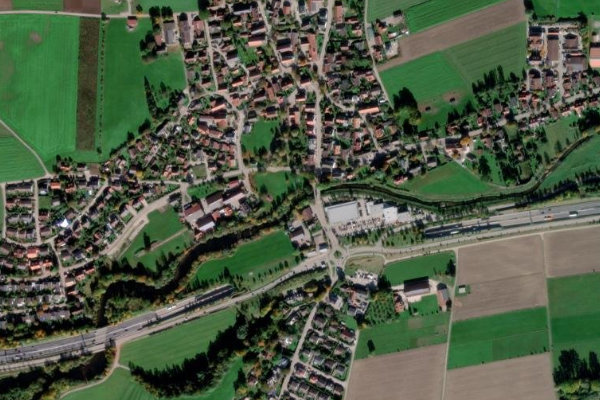 Windach (Eching am Ammersee) çevresinin uydu görüntüsü