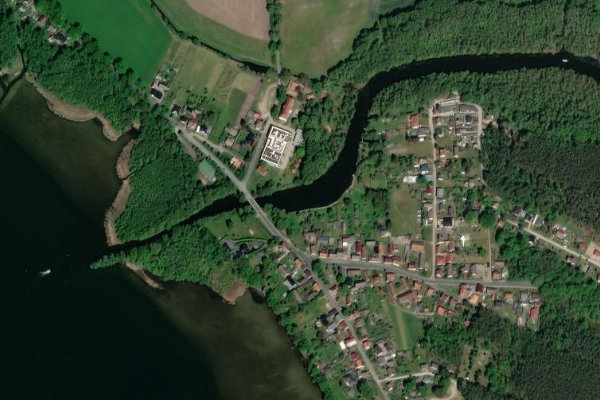 Storkower Kanal (Wolzig) çevresinin uydu görüntüsü