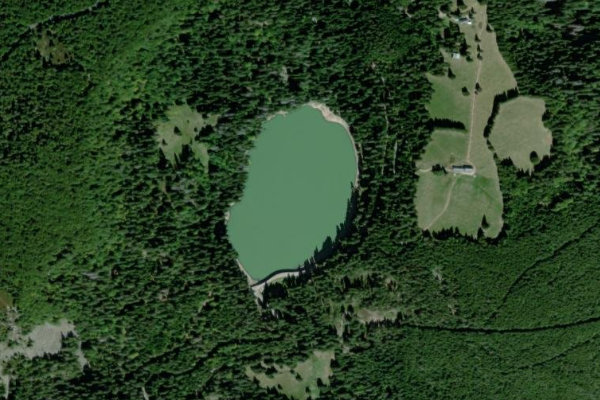 Lac Vert (Soultzeren) çevresinin uydu görüntüsü