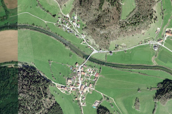 Doubs (Bremoncourt) çevresinin uydu görüntüsü
