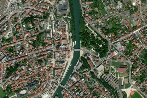 Meuse à Verdun çevresinin uydu görüntüsü
