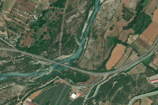 Río Cinca (Estada) çevresinin uydu görüntüsü
