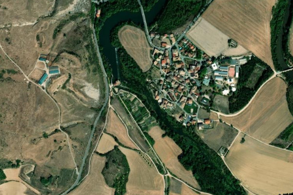 Río Araquil (Echauri) çevresinin uydu görüntüsü