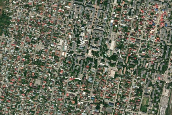 Dunărea la Oltenița - confluența Argeș çevresinin uydu görüntüsü