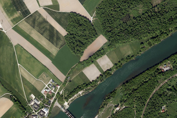 Enns Stausee Staning çevresinin uydu görüntüsü