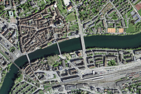Aare (Solothurn) çevresinin uydu görüntüsü