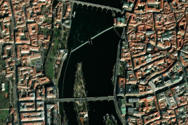 Moldau (Prag) çevresinin uydu görüntüsü
