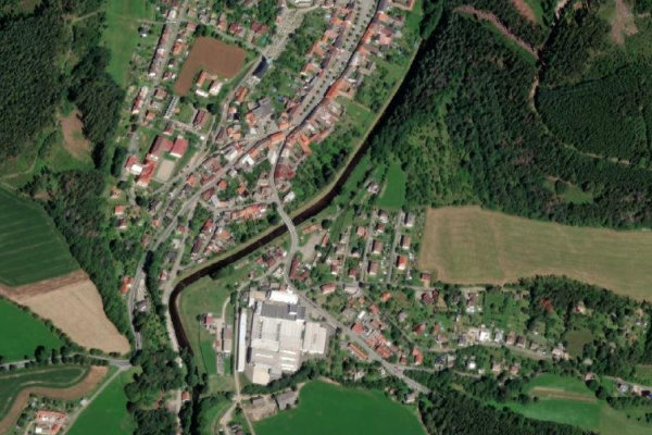 Vršava (Jimramov) çevresinin uydu görüntüsü