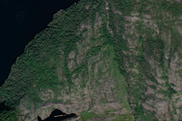 Fossmork Kıyısı çevresinin uydu görüntüsü