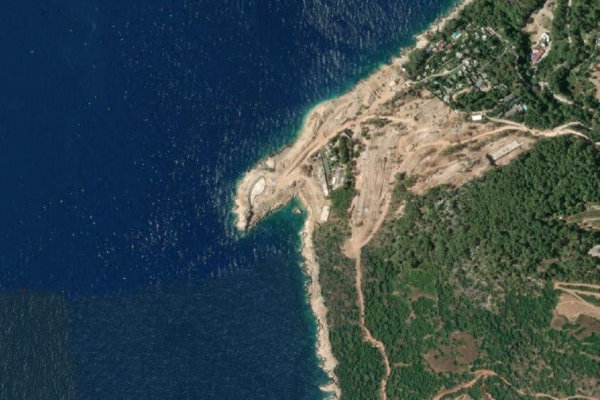 Tektaş Beach çevresinin uydu görüntüsü