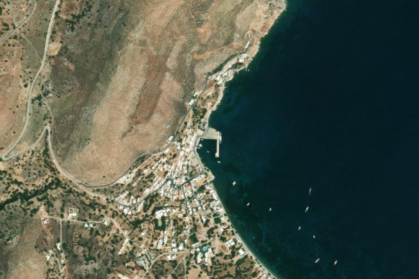 Livadia Tilos çevresinin uydu görüntüsü