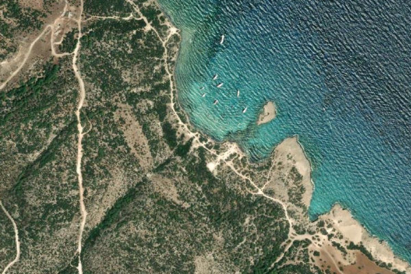 Imagem de satélite da zona de Blue Lagoon