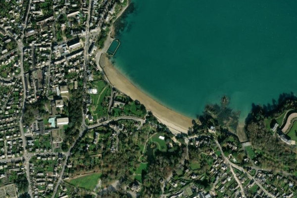 Imagem de satélite da zona de Plage du Prieuré