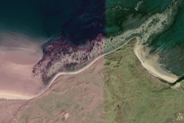 Imagem de satélite da zona de Back Skerrs