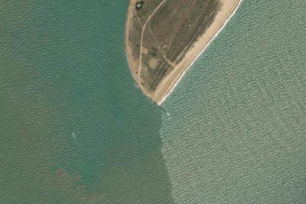 Imagem de satélite da zona de Landguard Point