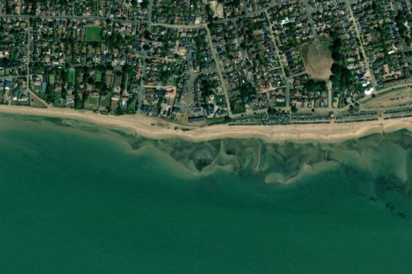 Imagem de satélite da zona de West Mersea Beach