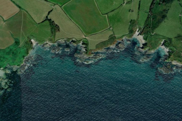 Imagem de satélite da zona de Lantivet Bay
