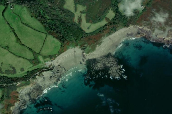 Imagem de satélite da zona de Kennack Sands
