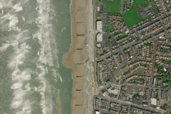 Imagem de satélite da zona de Cleveleys Beach