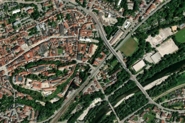 Imagem de satélite da zona de Moosach (Freising)