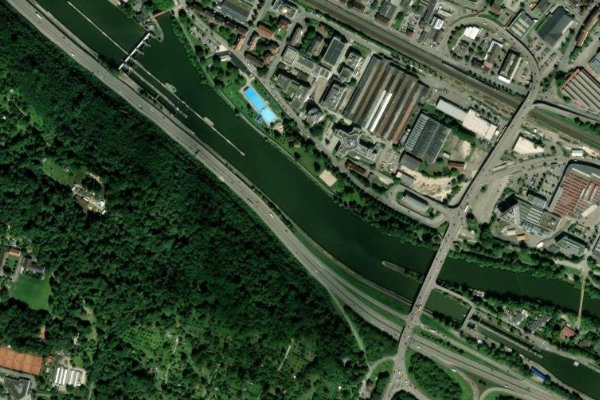 Imagem de satélite da zona de Neckar (Esslingen am Neckar)