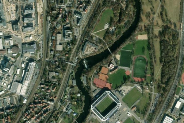 Imagem de satélite da zona de Saale (Jena)