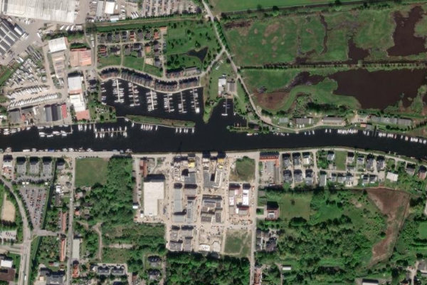 Imagem de satélite da zona de Ryck (Greifswald)