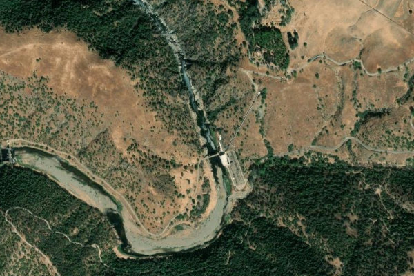Imagem de satélite da zona de Embalse de El Pintado (Cazalla de la Sierra)