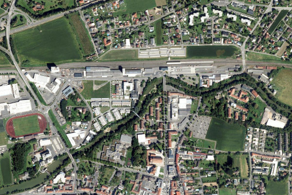Imagem de satélite da zona de Raab (Feldbach)