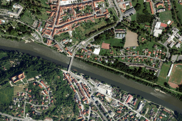 Imagem de satélite da zona de Drauchen Bach (Bad Radkersburg)